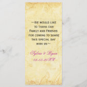 rustige fuchsia floral bruiloft menukaarten menu (Achterkant)