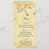 rustige fuchsia floral bruiloft menukaarten menu (Voorkant / Achterkant)