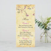 rustige fuchsia floral bruiloft menukaarten menu (Staand voorkant)