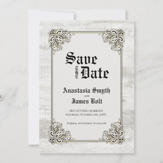 Rustige, gebleekte houten Lijst bruiloft Save The Date (Voorkant)