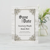 Rustige, gebleekte houten Lijst bruiloft Save The Date (Staand voorkant)