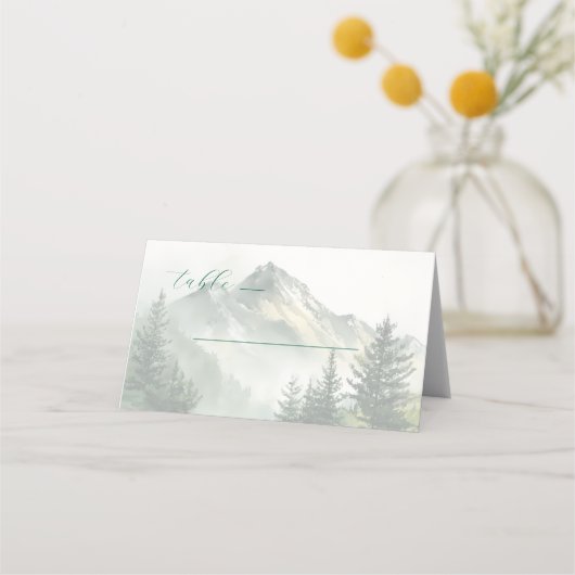 Rustige Gedempte Aquarel Berglandschap Plaatskaartje (Voorkant)