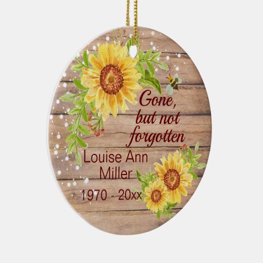 Rustige gedenksteen maar niet vergeten zonnebloem keramisch ornament (Rechts)