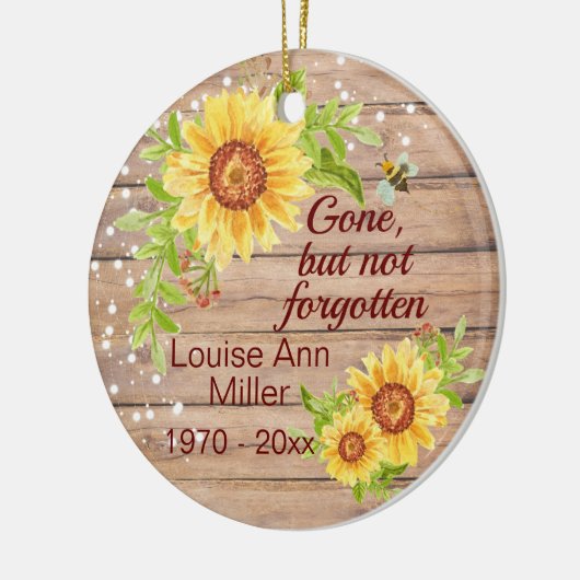 Rustige gedenksteen maar niet vergeten zonnebloem keramisch ornament (Links)