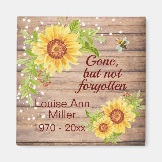 Rustige gedenksteen maar niet vergeten zonnebloem magneet (Voorkant)