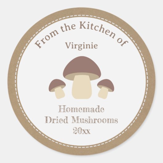 Rustige gedroogde paddenstoelen Etiket Sticker (Voorkant)