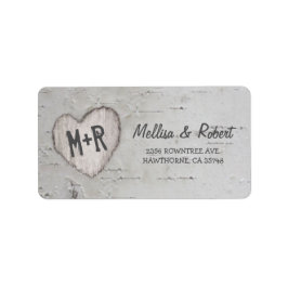 Rustige gekerfde vogelboom etiket