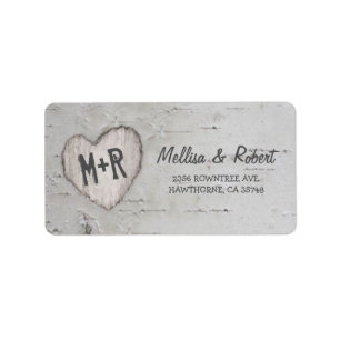 Rustige gekerfde vogelboom etiket