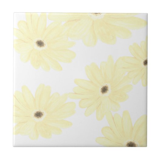Rustige Gele Bloemen in de Ochtend Tegeltje (Voorkant)