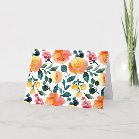 Rustige gele Oranje Waterverf bloemen blanco Kaart (Voorkant)