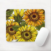 Rustige  Gele Oranje Zonnebloemen Muismat (Met muis)