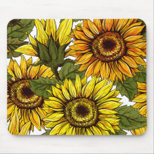Rustige Gele Oranje Zonnebloemen Muismat