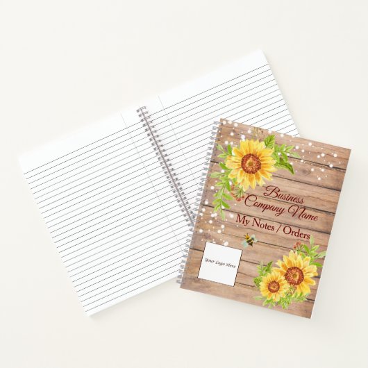 Rustige Gele Sunflower Custom Business Notitieboek (Binnen)