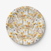 Rustige Gele Wilde Bloem Feest Papieren Bordje (Voorkant)