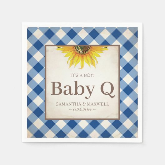 Rustige Gele Zonnebloem Baby Q Servet (Voorkant)