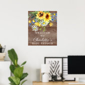 Rustige Gele Zonnebloem Baby shower Welkomstteken Poster (Thuiskantoor)