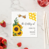 Rustige Gele Zonnebloem & Bijen Weddenschap Servet (Insitu)