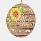 Rustige Gele Zonnebloem Bruiloft Keramisch Ornament (Links)