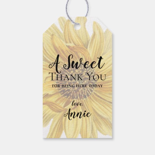 Rustige Gele Zonnebloem Dank u Vrijgezellenfeest Cadeaulabel (Achterkant)