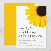 Rustige Gele Zonnebloem Elke Age Birthday Party Kaart (Voorkant / Achterkant)