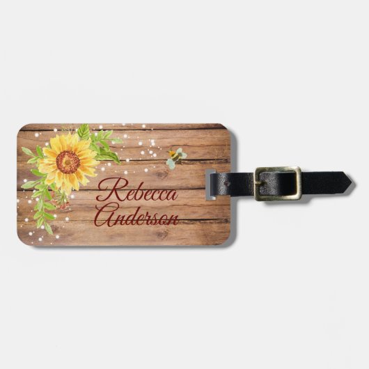 Rustige Gele Zonnebloem Gepersonaliseerd Bagagelabel (Voorkant horizontaal)