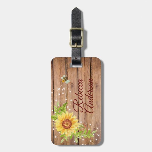 Rustige Gele Zonnebloem Gepersonaliseerd Bagagelabel (Voorkant verticaal)