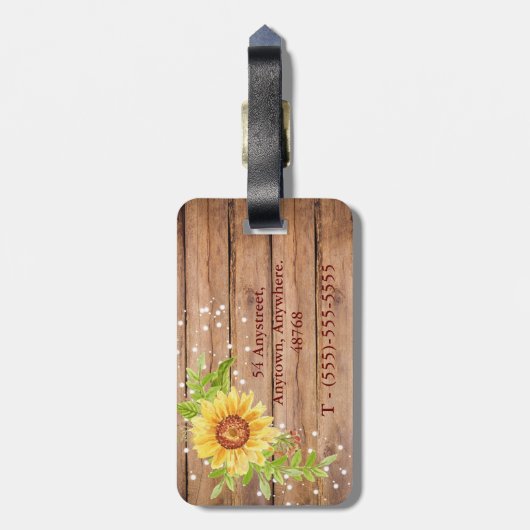 Rustige Gele Zonnebloem Gepersonaliseerd Bagagelabel (Achterkant verticaal)