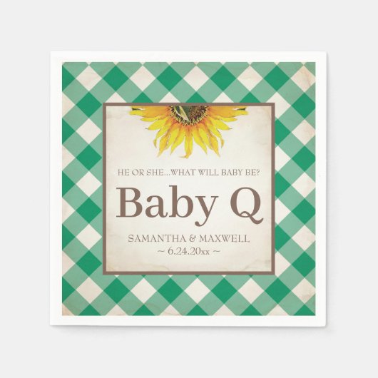 Rustige Gele Zonnebloem Geslacht onthullen Baby Q Servet (Voorkant)
