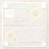 Rustige Gele Zonnebloem Gradiënt Aangepaste Zaken Glazen Onderzetter (Achterkant)