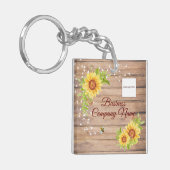 Rustige Gele Zonnebloem Gradiënt Aangepaste Zaken Sleutelhanger (Voorkant Links)