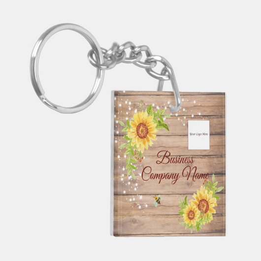 Rustige Gele Zonnebloem Gradiënt Aangepaste Zaken Sleutelhanger (Voorkant Links)