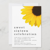 Rustige Gele Zonnebloem Sweet Sixteen Uitnodiging (Voorkant)