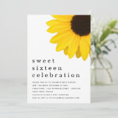 Rustige Gele Zonnebloem Sweet Sixteen Uitnodiging (Staand voorkant)