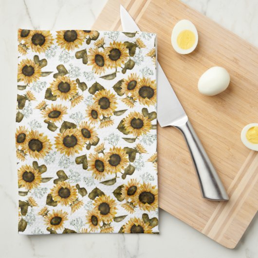 Rustige Gele Zonnebloem Theedoek (Quarter Fold)