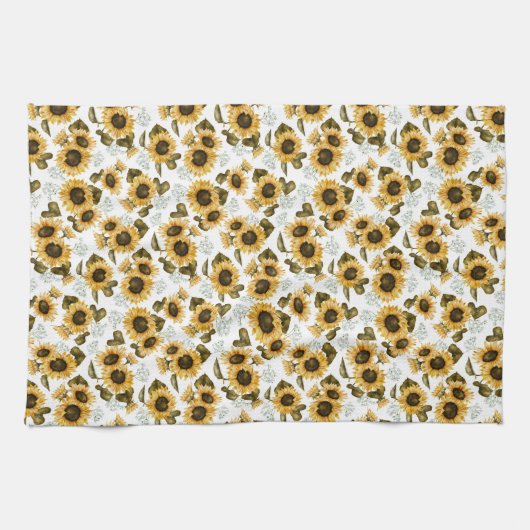 Rustige Gele Zonnebloem Theedoek (Horizontaal)