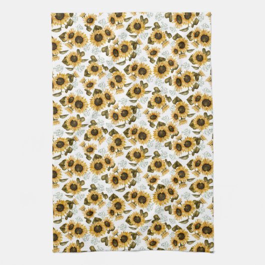 Rustige Gele Zonnebloem Theedoek (Verticaal)