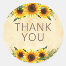 Rustige Gele Zonnebloemen Aangepast Dank je Ronde Sticker