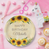 Rustige Gele Zonnebloemen Aangepaste Fijne Geestda Papieren Bordje (Feest)