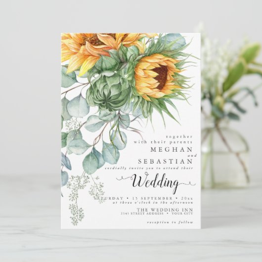 Rustige Gele Zonnebloemen Kaart (Staand voorkant)