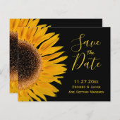 Rustige, gele zonnebloempitten sparen de datum (Voorkant / Achterkant)