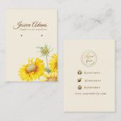 Rustige, gele zonnebloempitten voor Waterverf Visitekaartje (Voorkant / Achterkant)