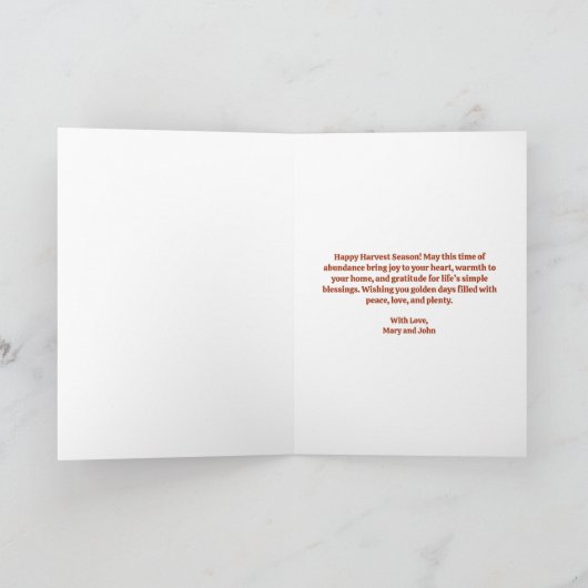Rustige gelukkige oogstseizoen Pompoen Groet Kaart (Binnen)