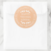 Rustige gelukkige Thanksgiving retouradres oranje Ronde Sticker (Tas)