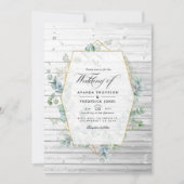 Rustige Geometrische Eucalyptus Garden Wedding Inv Kaart (Voorkant)