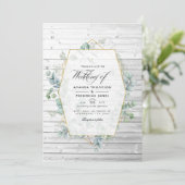 Rustige Geometrische Eucalyptus Garden Wedding Inv Kaart (Staand voorkant)