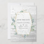 Rustige Geometrische Eucalyptus Garden Wedding Save The Date (Voorkant)