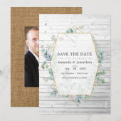 Rustige Geometrische Eucalyptus Garden Wedding Save The Date (Voorkant / Achterkant)