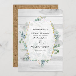 Rustige Geometrische Eucalyptus QR Code Garden Wed Kaart