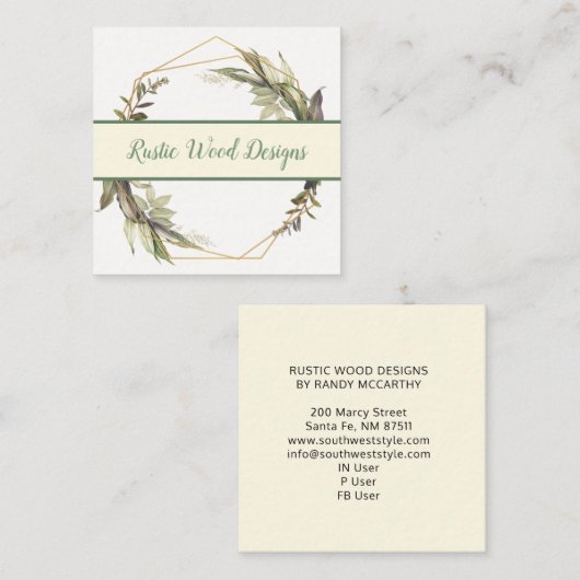 Rustige Geometrische leppen, groot monogram Vierkante Visitekaartje (Voorkant / Achterkant)