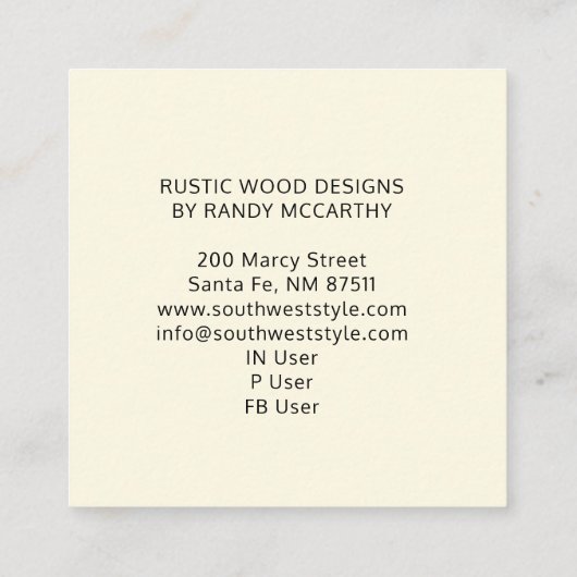 Rustige Geometrische leppen, groot monogram Vierkante Visitekaartje (Achterkant)